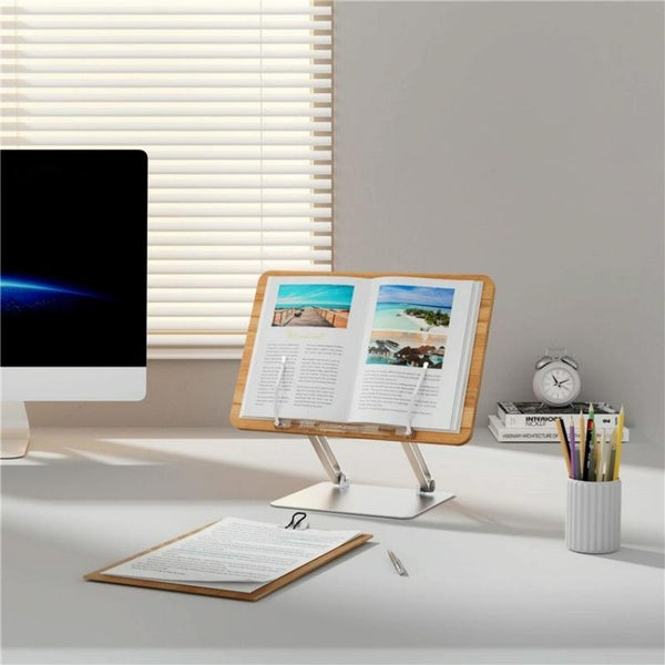 Aluminum Desktop Book Stand With Wood Board Stands Holders & Car Mounts