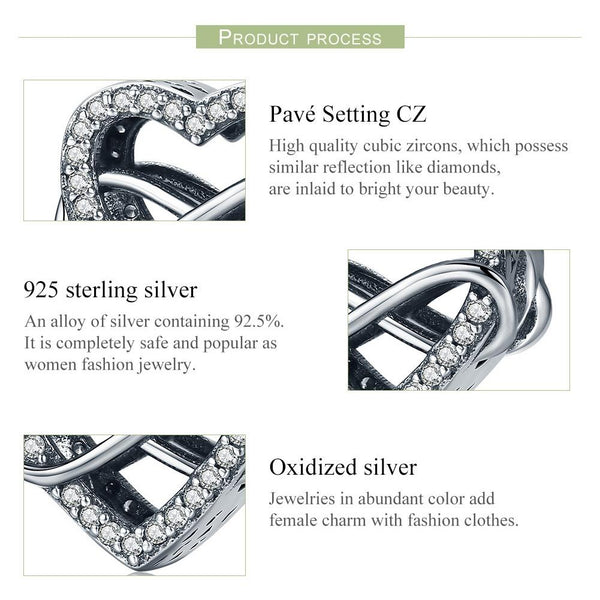 925 Sterling Silver Heart Diamond Beads For Diy Bracelets Charms & Pendants