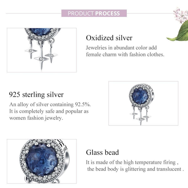 925 Sterling Silver Blue Star Fringed Beads For Diy String Accessories Charms & Pendants