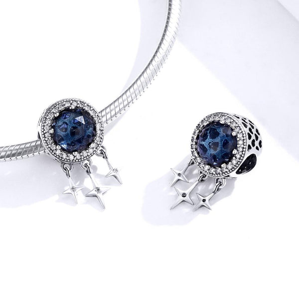 925 Sterling Silver Blue Star Fringed Beads For Diy String Accessories Charms & Pendants