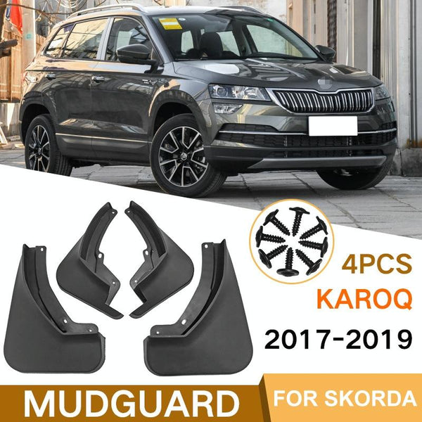 For Skoda Karoq 2017 2023 4Pcs / Set Car Auto Soft Plastic Splash Flaps Fender Guard Fenders & Mud Guards