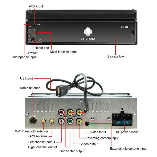 7 Inch Hd Foldable Car Android Radio Receiver Fm / Bluetooth Tf Locator Technology Phone Link Wifi 1Gb + 32Gb Other Car Audio
