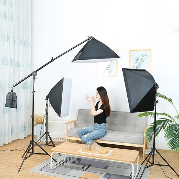 Single Light Softbox Set With Tripod And Arm Jib For Studio Flash Softboxes & Diffusers