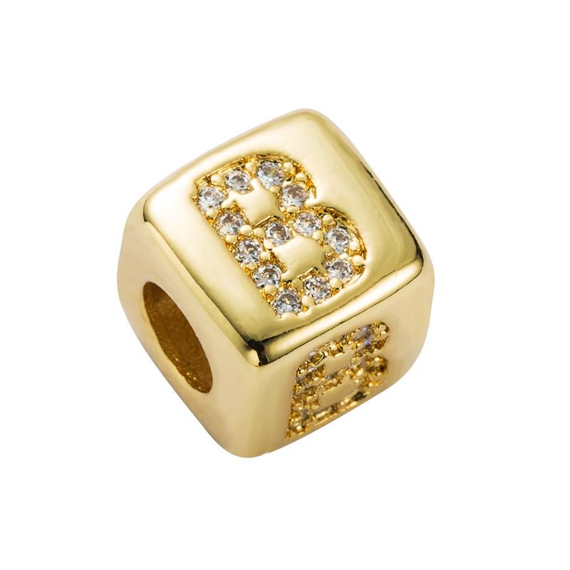 Brass Micro Inlaid Couple Red String Diy Bracelet English Letter Beads Pull Style Charms & Pendants