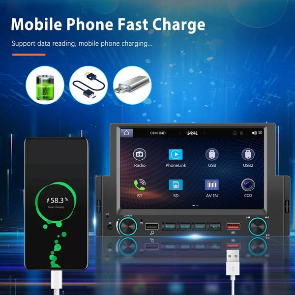 6.2 Inch Single Butt Carplay Monitor Universal Wired Mp5 Player + 4 Light Camera Rear View Monitors/Cams & Kits