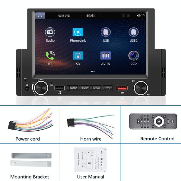 6.2 Inch Single Butt Carplay Monitor Universal Wired Mp5 Player + 4 Light Camera Rear View Monitors/Cams & Kits