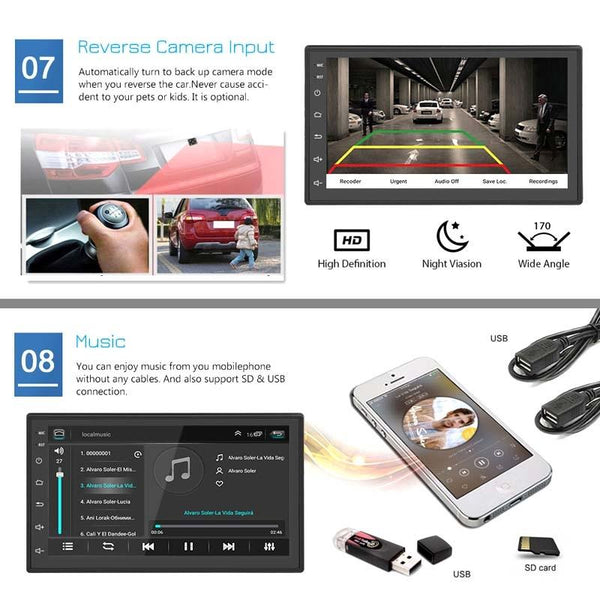 7 Inch Android Navigation Wifi Car Mp5 Player 1 + 32G Locator Technology Bluetooth 2.5D Screen 4Lights Camera Other Car Video