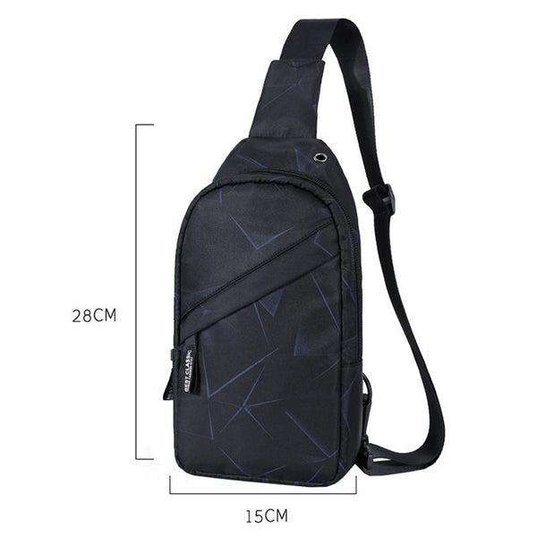 Men Oxford Cloth Chest Bag Line Black Sporty Messenger Bags