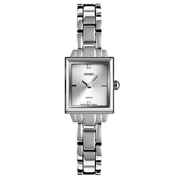 Elegant Square Quartz Watch For Women With Diamonds Silvery Watches