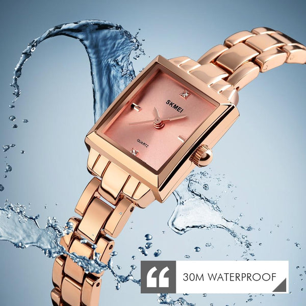 Elegant Square Quartz Watch For Women With Diamonds Silvery Watches