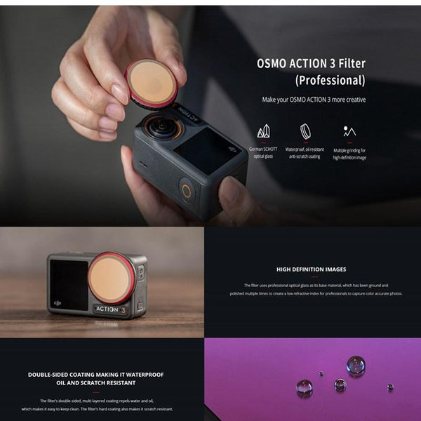 Pro Version Circular Polarising Camera Lens Filter For Dji Action 3 Filters