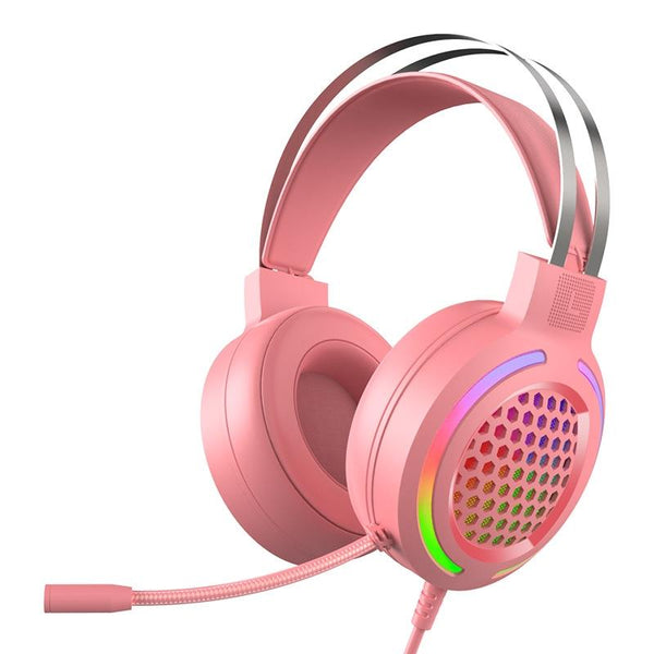 Usb Rgb Headset With Mic Wired Version Pink Headsets