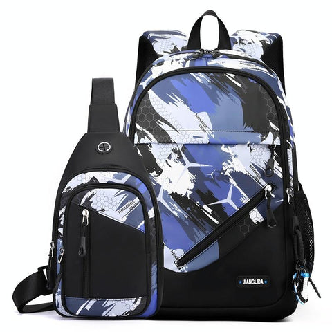 Lightweight 2 In 1 Backpack And Chest Bag For Men Blue Honeycomb Bags