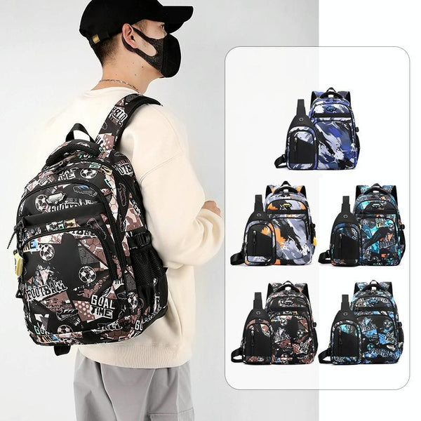 Lightweight 2 In 1 Backpack And Chest Bag For Men Blue Honeycomb Bags