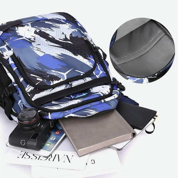 Lightweight 2 In 1 Backpack And Chest Bag For Men Blue Honeycomb Bags