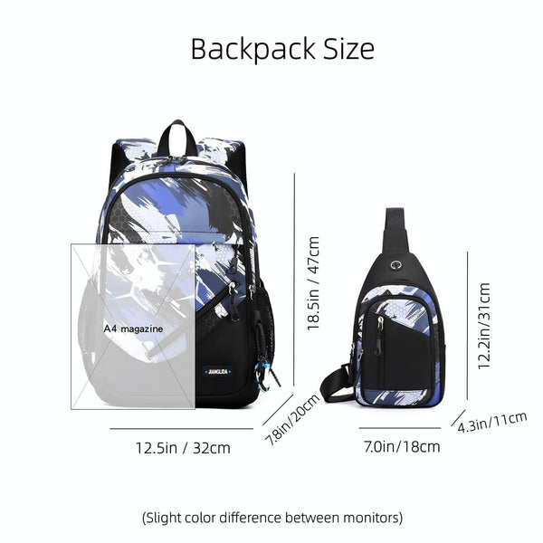 Lightweight 2 In 1 Backpack And Chest Bag For Men Blue Honeycomb Bags