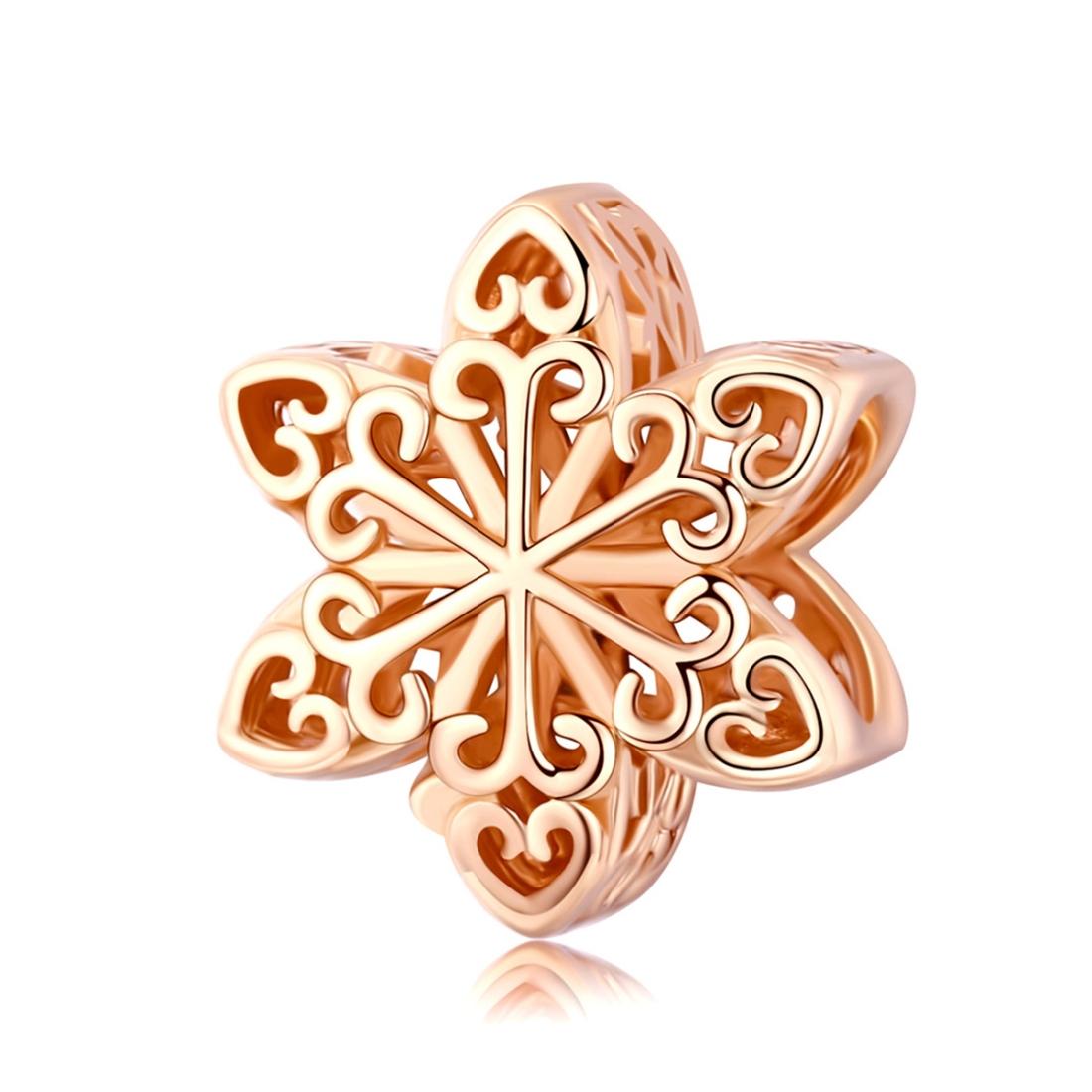 925 Sterling Silver Rose Gold Snowflake Beads For Diy Bracelets & Necklaces Charms & Pendants