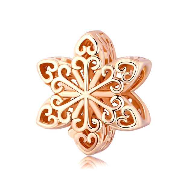 925 Sterling Silver Rose Gold Snowflake Beads For Diy Bracelets & Necklaces Charms & Pendants