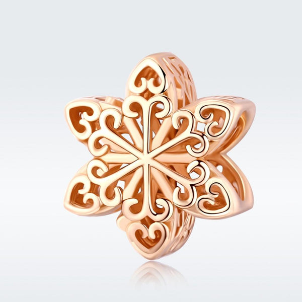 925 Sterling Silver Rose Gold Snowflake Beads For Diy Bracelets & Necklaces Charms & Pendants