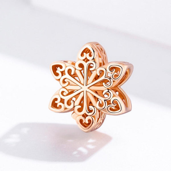 925 Sterling Silver Rose Gold Snowflake Beads For Diy Bracelets & Necklaces Charms & Pendants