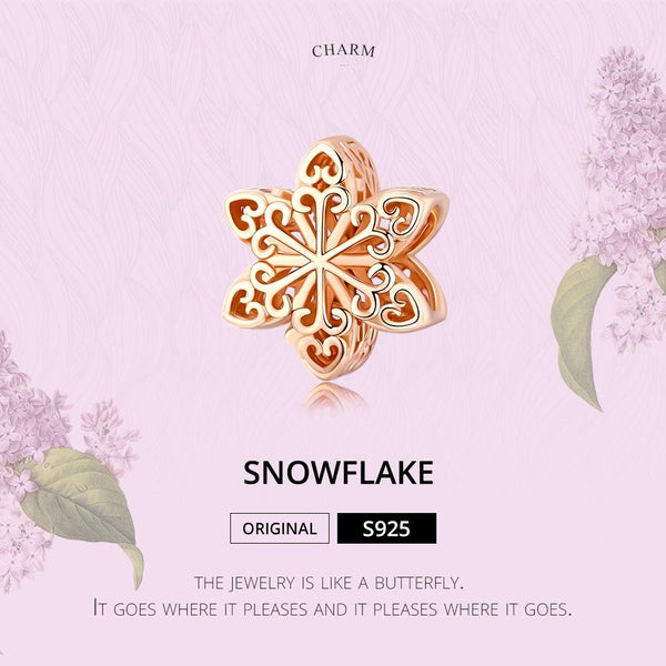 925 Sterling Silver Rose Gold Snowflake Beads For Diy Bracelets & Necklaces Charms & Pendants