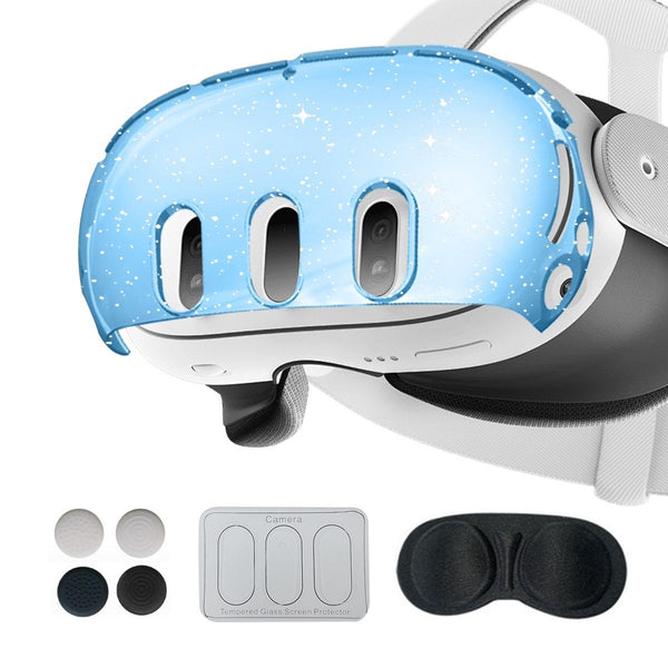 Glitter Protective Shell For Meta Quest 3 7 In 1 Transparent Blue Bags Skins & Travel Cases