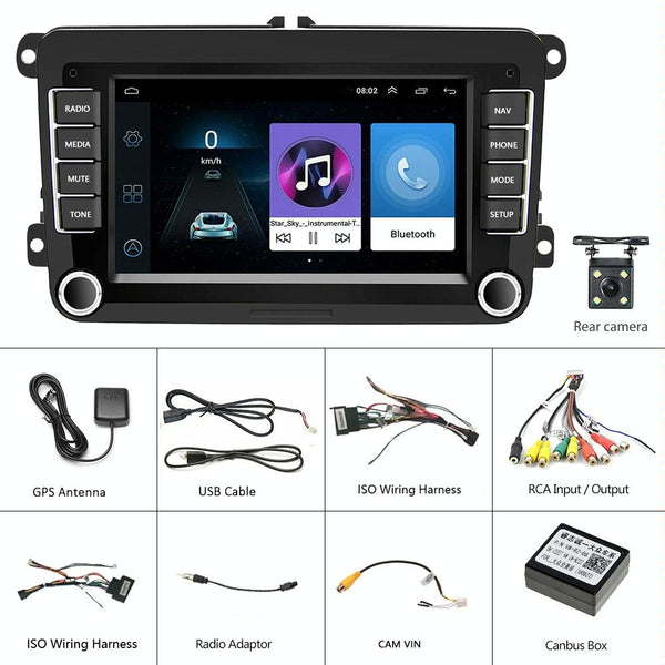 7 Inch Android Car Navigation Player With Wireless Carplay 1 + 16G Fits Volkswagen 4Lights Camera Rear View Monitors/Cams & Kits