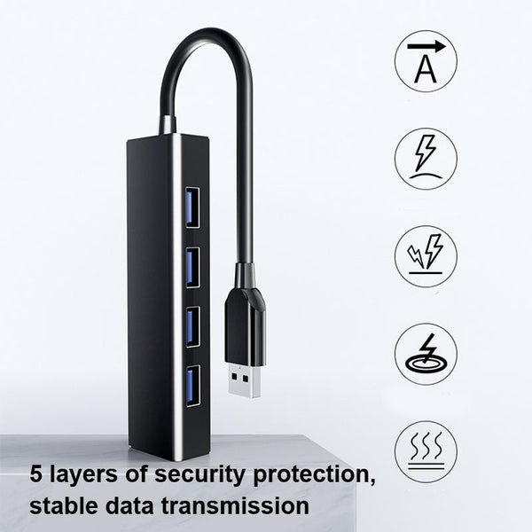 4 Port Usb 2.0 Hub With Light Bar 15Cm Cable Black Usb Cables Hubs & Adapters