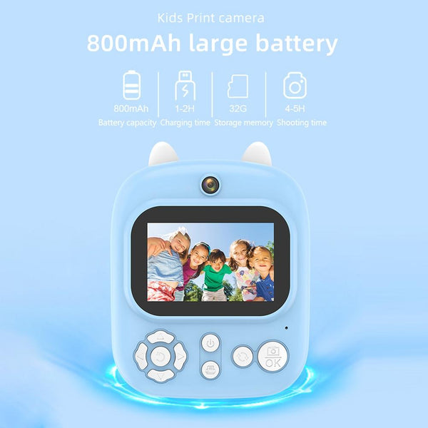 32G Instant Camera With 2.4 Display & Card Reader For Kids 1200W Blue Digital Cameras