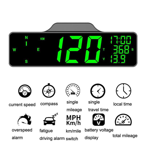 9 Inch Car Hud Locator Technology Speedometer W / Compass Multifunction Display Other Instruments & Gauges