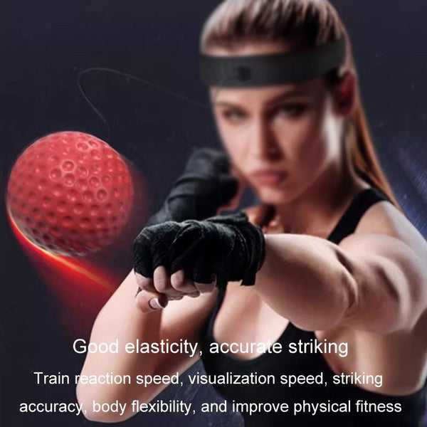 Indoor Boxing Reflex Training Ball With Headband Black Pu Speed Rubber Red Punching Bags