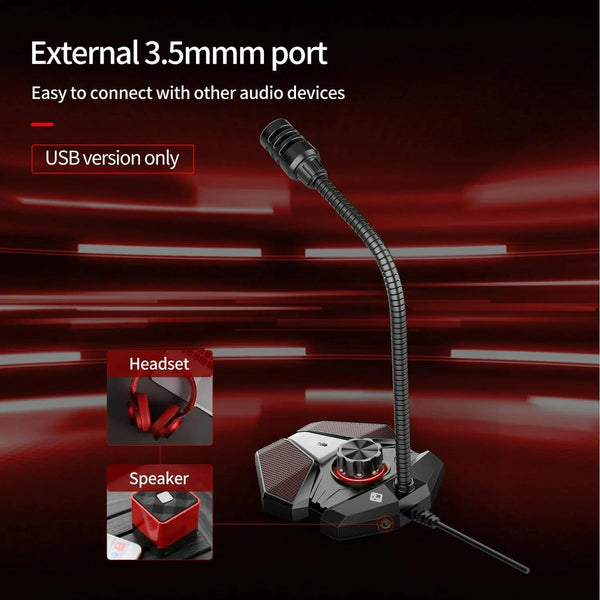 Flexible Gaming Mic With Built In Sound Card Jk Omni Directional Usb Microphones
