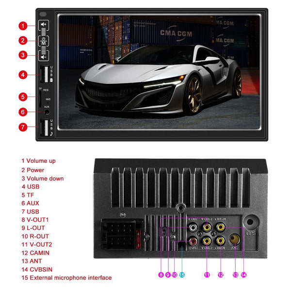 7 Inch Car Mp5 Player With Bluetooth / Fm Remote 4 Led Camera Video In Dash Units W/O Gps