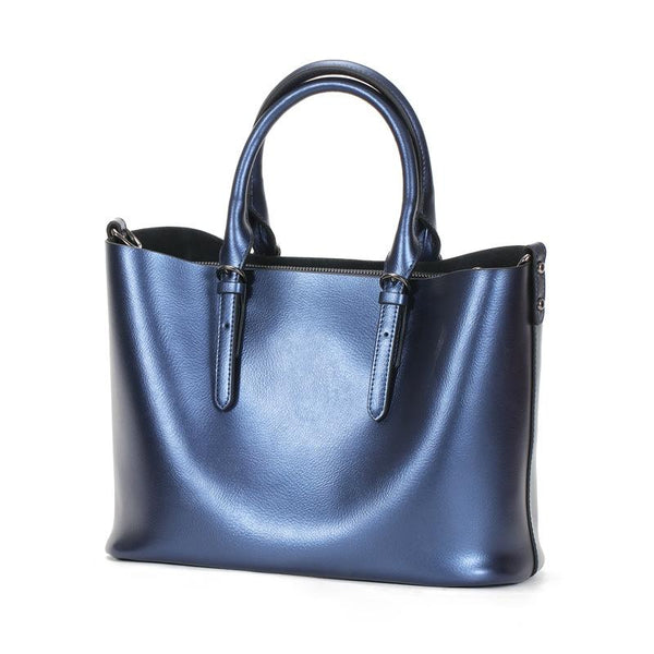 Blue Cowhide Messenger Tote For Women Large Capacity Women's Bags & Handbags