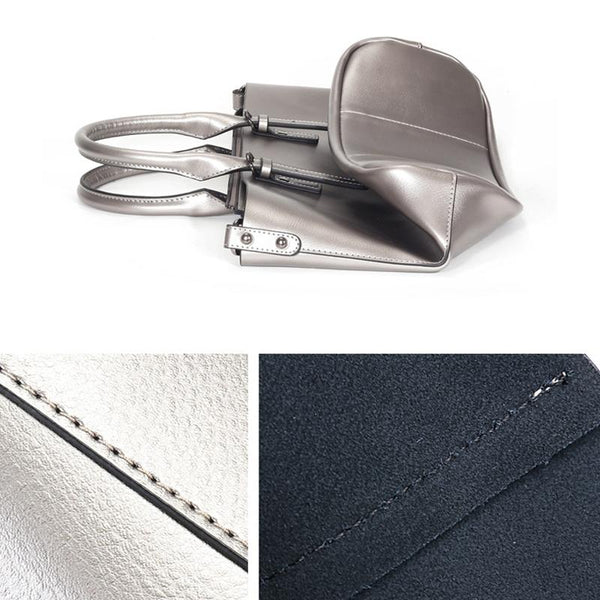 Blue Cowhide Messenger Tote For Women Large Capacity Women's Bags & Handbags