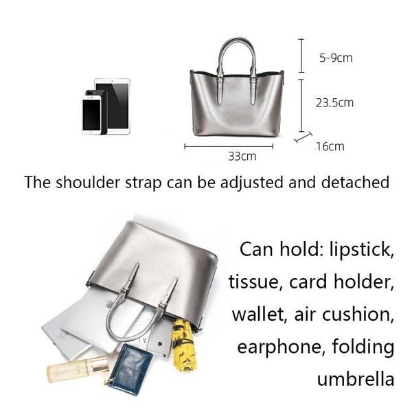 Blue Cowhide Messenger Tote For Women Large Capacity Women's Bags & Handbags