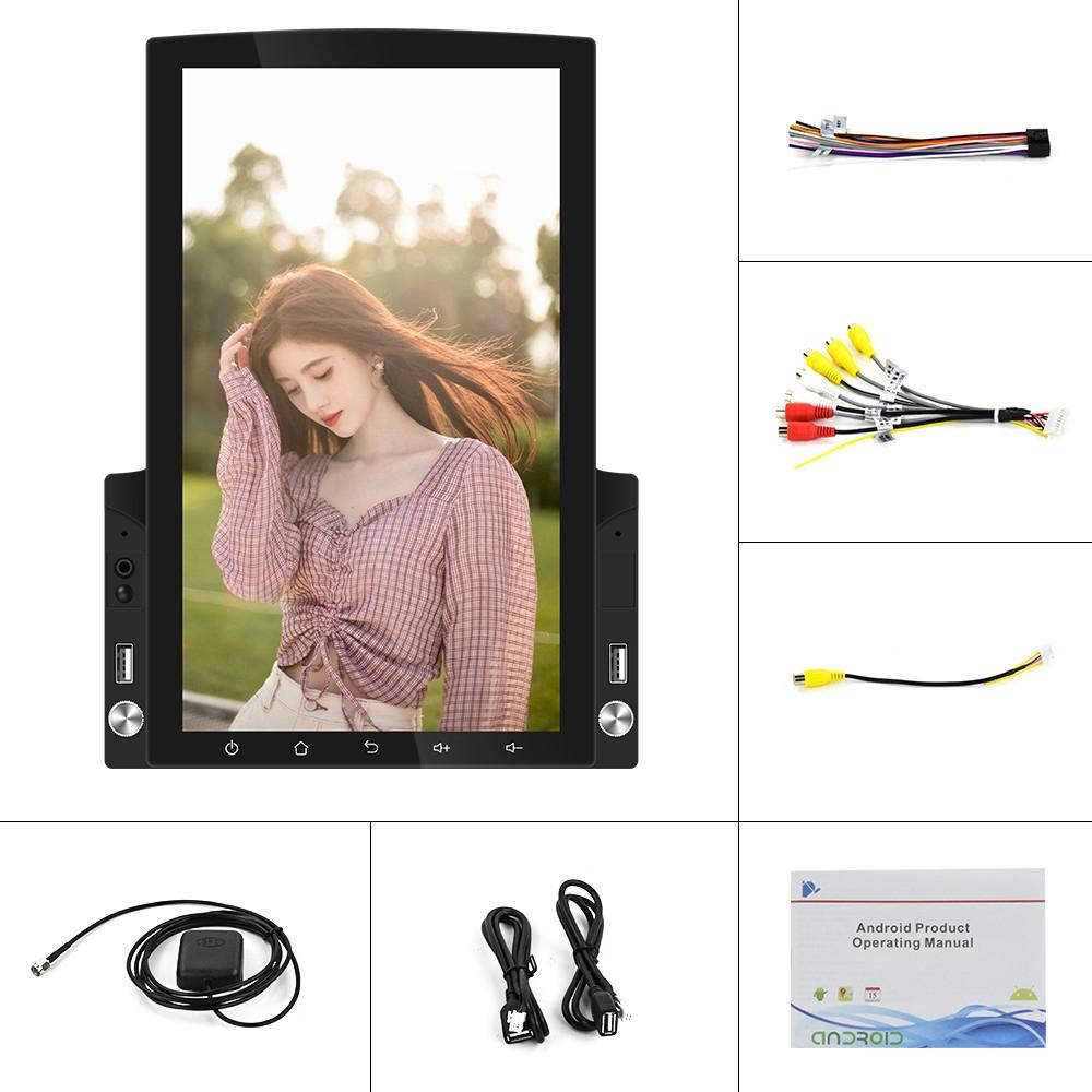 9.7 Inch Vertical Screen Android Car Mp5 Player With Hd 2.5D Glass + 4 Lights Camera Video In Dash Units W/O Gps