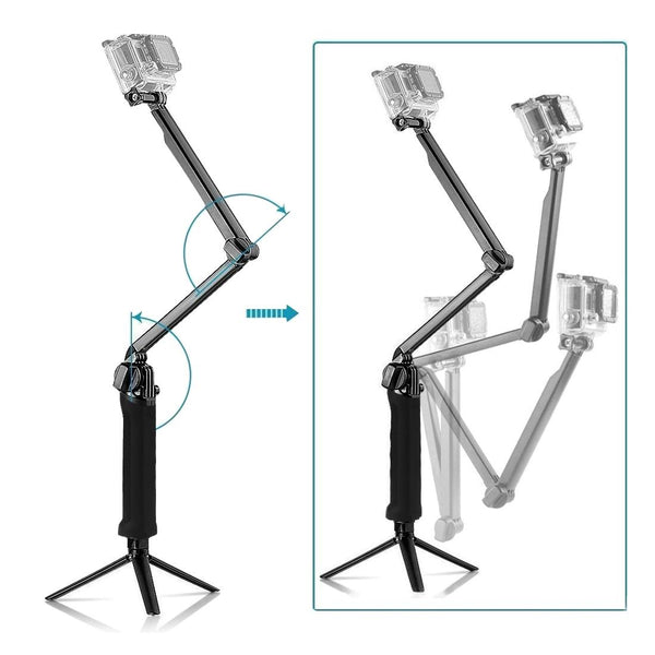 Foldable 3 Way Tripod Selfie Stick For Action Cameras 20 58Cm Length Selfie Lights