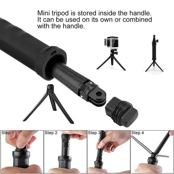 Foldable 3 Way Tripod Selfie Stick For Action Cameras 20 58Cm Length Selfie Lights