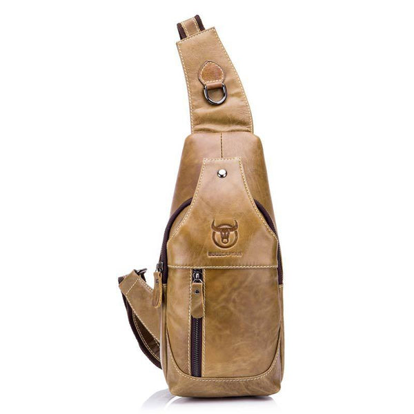 Retro Leather Crossbody Chest Bag For Men Yellow Brown Bags