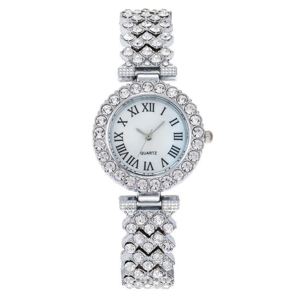 Silver Roman Diamond Women Quartz Watch Watches