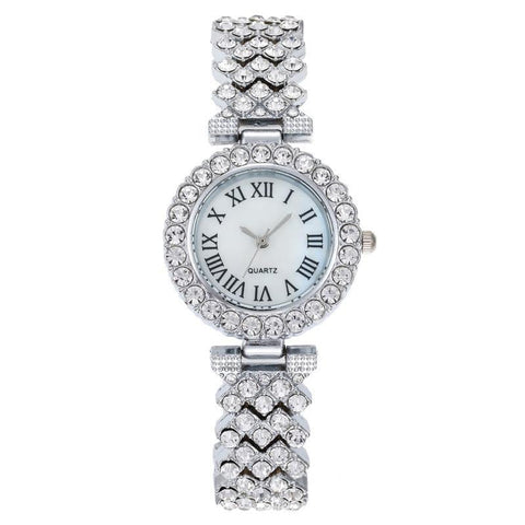 Silver Roman Diamond Women Quartz Watch Watches