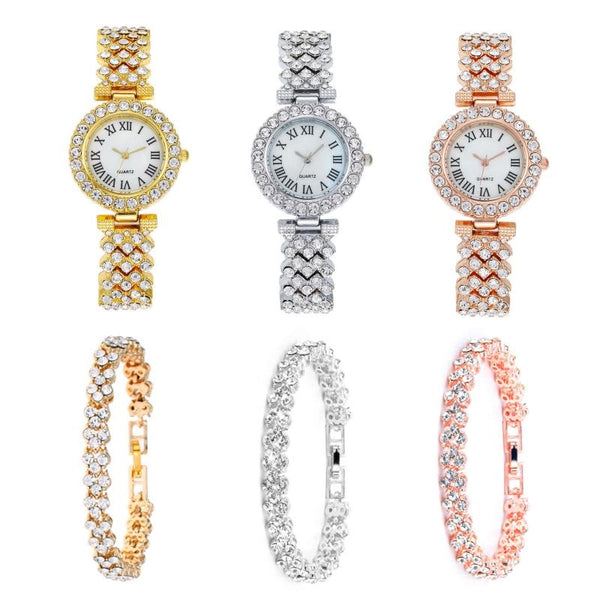 Silver Roman Diamond Women Quartz Watch Watches
