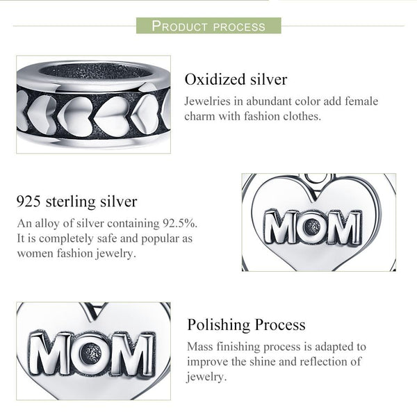 925 Sterling Silver Mothers Love Bead Bracelet Set Perfect For Mother's Day Style + Necklace Necklaces & Pendants