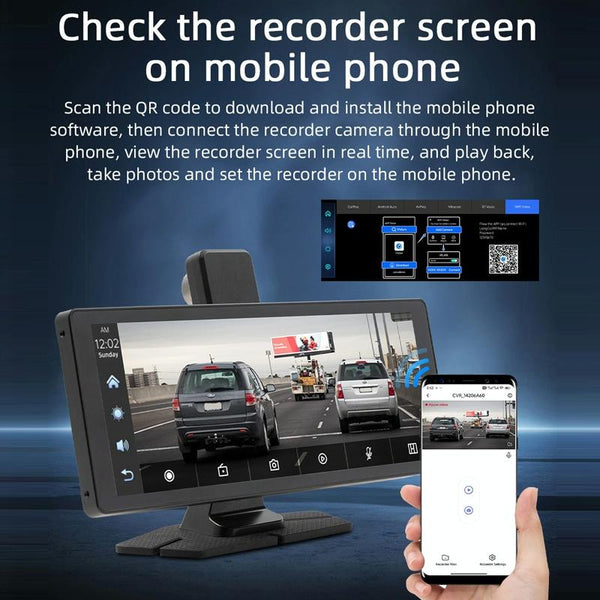 Car Bluetooth Dvr Monitor Supports Carplay Android Auto Display Camera Rear View Monitors/Cams & Kits