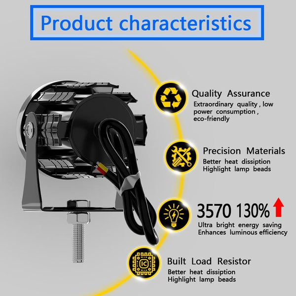 1Pair 12V 85V Motorcycle Headlights Dual Colour Automotive Led Working Colour: White + Light With Flashing Yellow Other Lighting Parts