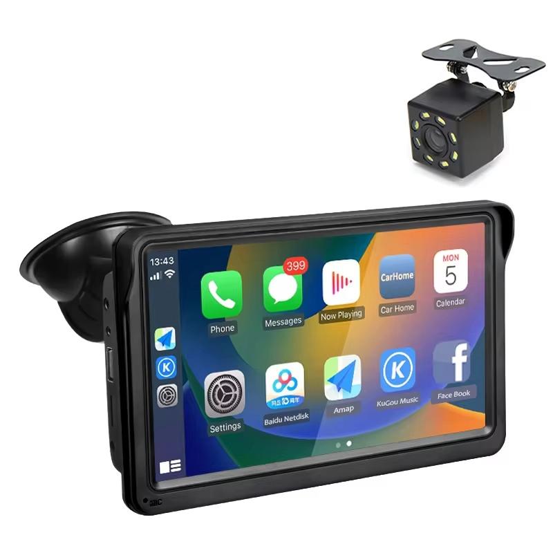 7 Inch Bluetooth 5.0 Carplay Monitor Portable Compatible With Most Vehicles Display + Camera Rear View Monitors/Cams & Kits