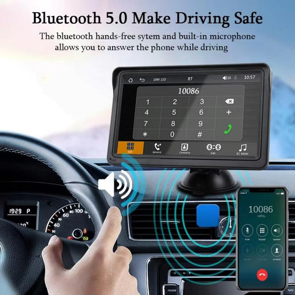 7 Inch Bluetooth 5.0 Carplay Monitor Portable Compatible With Most Vehicles Display + Camera Rear View Monitors/Cams & Kits