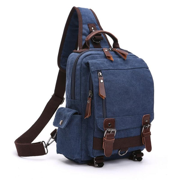 Dark Blue Canvas Chest Bag For Outdoor Travel Lightweight And Durable Bags