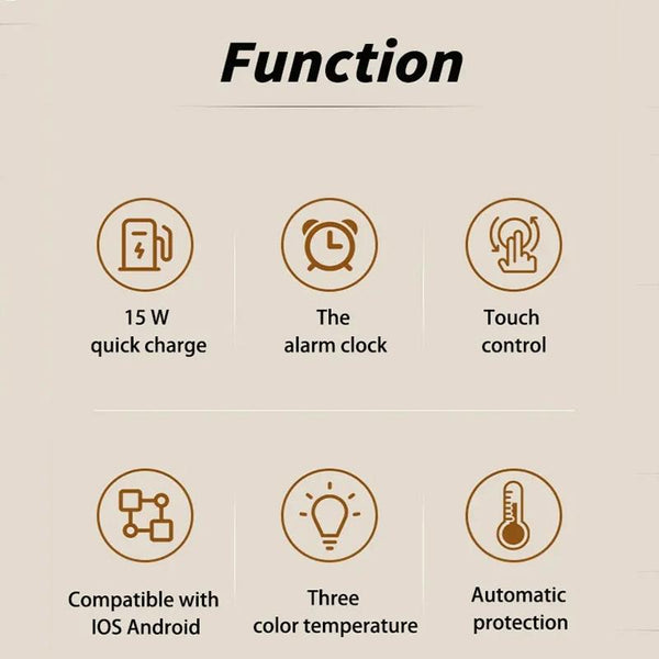 15W Rotatable Night Light Fast Charger Wheat Colour Chargers & Cradles